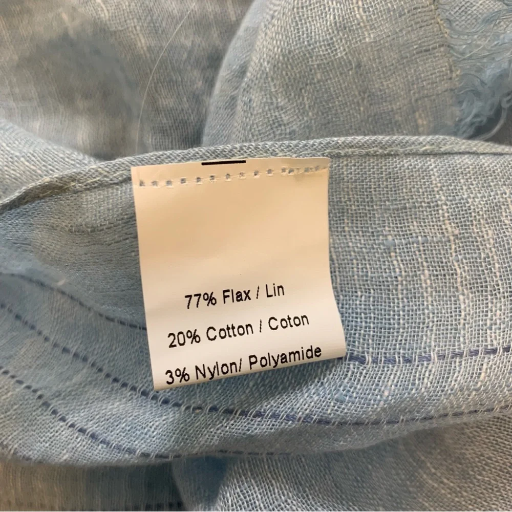 NWT CECCHI E CECCHI Italian Linen Scarf With Tassel Detailing Tranquil Blue OS - Picture 8 of 11